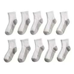 Boys' Tek Gear® 10-Pack Lightweight Quarter-Crew Performance Socks