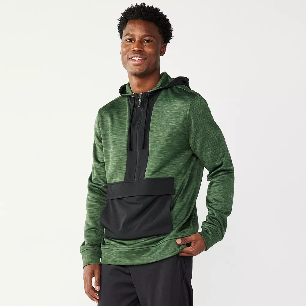 Men's Tek Gear® Performance Fleece Mixed Media Pullover Hoodie 1 Men's Tek Gear® Performance Fleece Mixed Media Pullover Hoodie