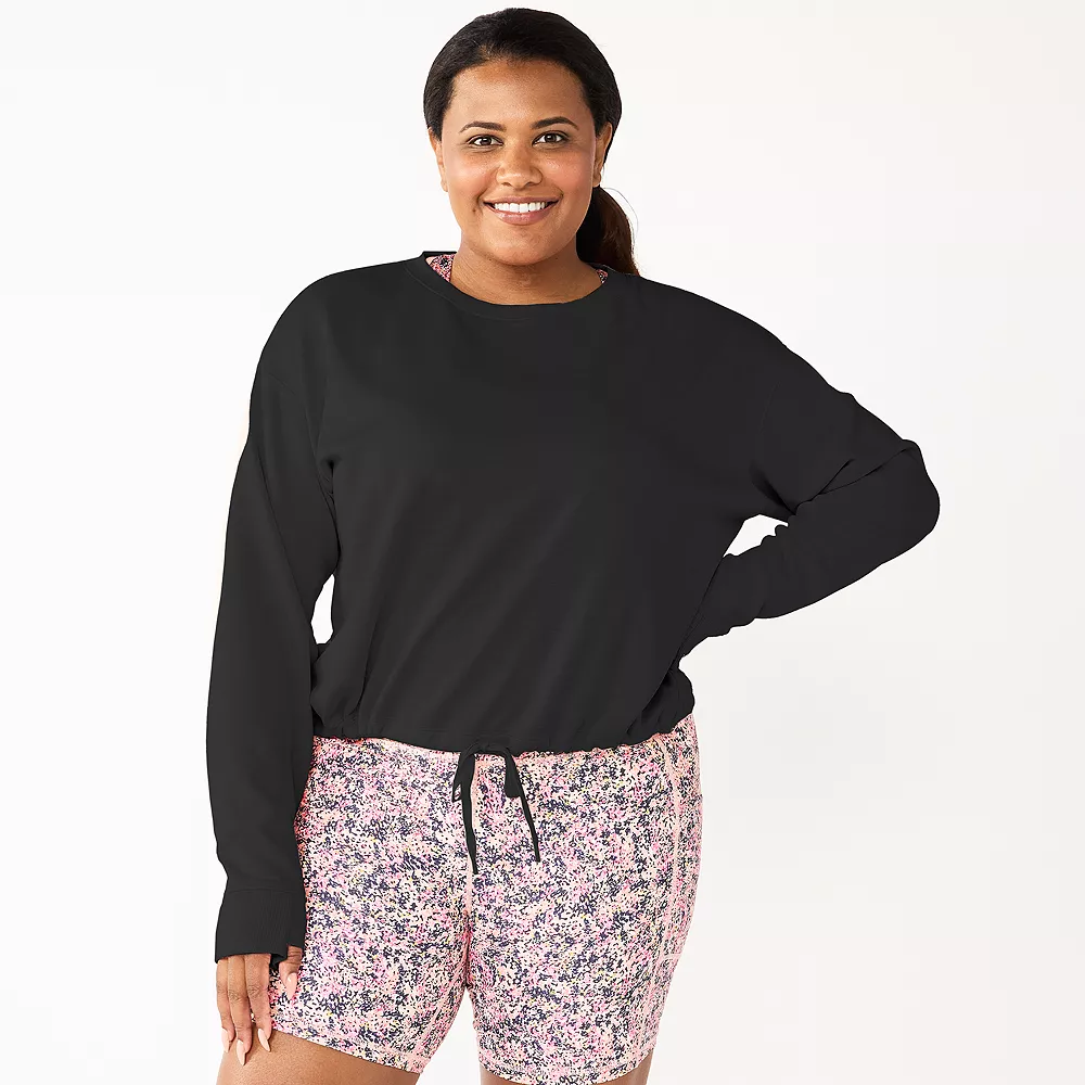 Plus Size Tek Gear® Stretch Fleece Cinched-Waist Top 1 Plus Size Tek Gear® Stretch Fleece Cinched-Waist Top